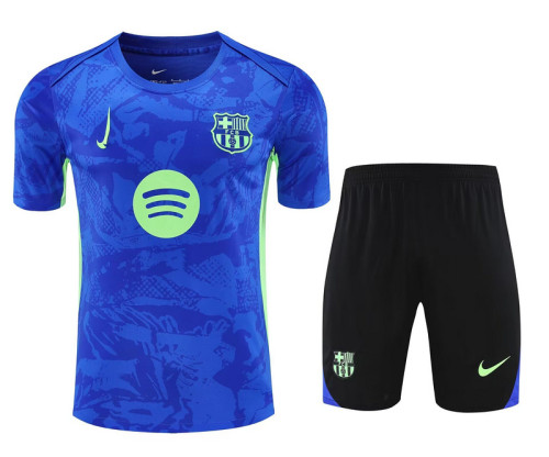 Adult Uniform 2025-2026 Barcelona Blue Soccer Training Jersey and Shorts Football Kits