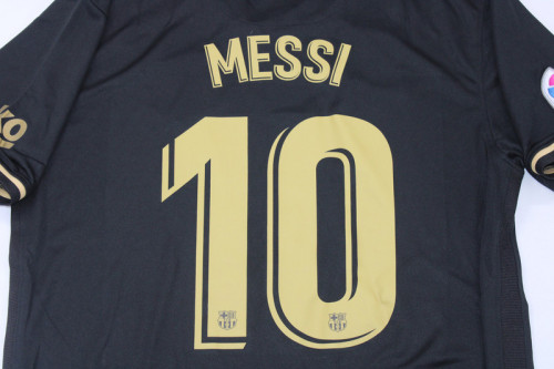 with Laliga Patch Retro Jersey 2020-2021 Barcelona MESSI 10 Away Black Soccer Jersey Vintage Football Shirt
