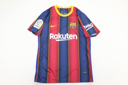 with LFP Patch Retro Jersey 2020-2021 Barcelona MESSI 10 Home Soccer Jersey Vintage Football Shirt