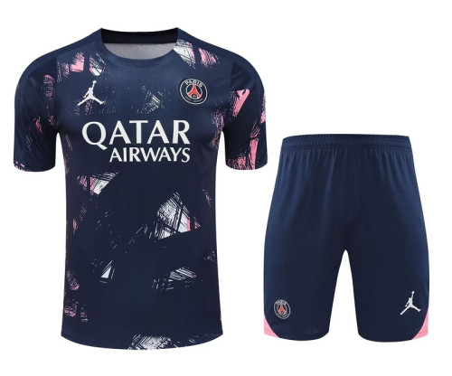 Adult Uniform 2025-2026 PSG Dark Blue/Pink Soccer Training Jersey and Shorts Football Kits