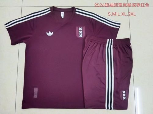 Adult Uniform 2025-2026 Ajax Dark Red Soccer Training Jersey and Shorts Football Kits