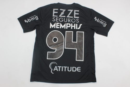 with Sponor Logo Fan Version 2024-2025 Corinthians MEMPHIS 94 Away Black Soccer Jersey Football Shirt