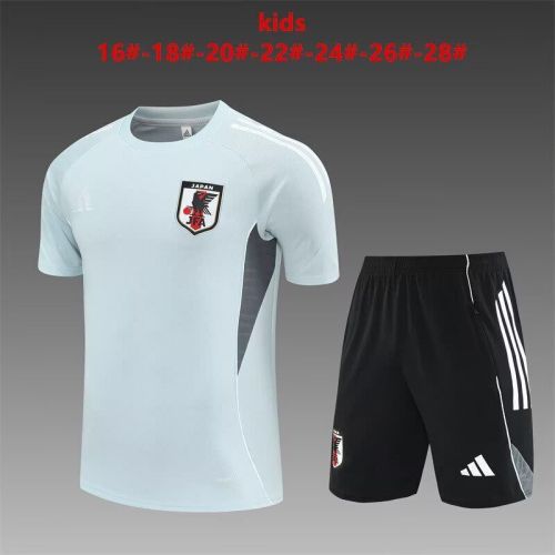 Youth Uniform Kids Kit 2025-2026 Japan Grey Soccer Training Jersey Shorts Child Football Set