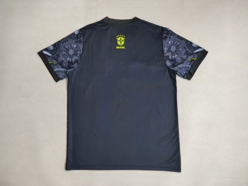 Fan Version 2025 Brazil Black/Orange Jesus Edition Special Version Soccer Jersey Brasil Camisetas de Futbol