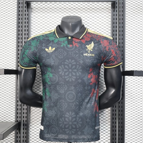 Player Version 2025 Mexico Black/Green/Red Special Version Soccer Jersey Adulto Camiseta de Futbol