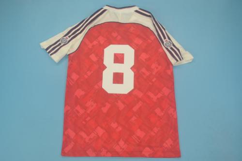 with Patch Retro Jersey 1990-1992 Arsenal 8 Home Red Soccer Jersey Vintage Football Shirt