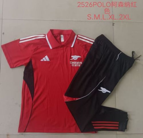 2025-2026 Arsenal Red Soccer Polo and Pants Football Kit