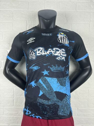 Player Version 2025-2026 Santos Black/Blue Special Edition Soccer Jersey Football Shirt