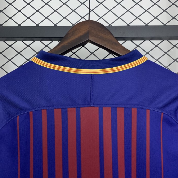 Long Sleeve Retro Camisetas de Futbol 2017-2018 Barcelona Home Soccer Jersey LS Football Shirt
