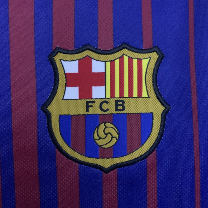 Long Sleeve Retro Camisetas de Futbol 2017-2018 Barcelona Home Soccer Jersey LS Football Shirt