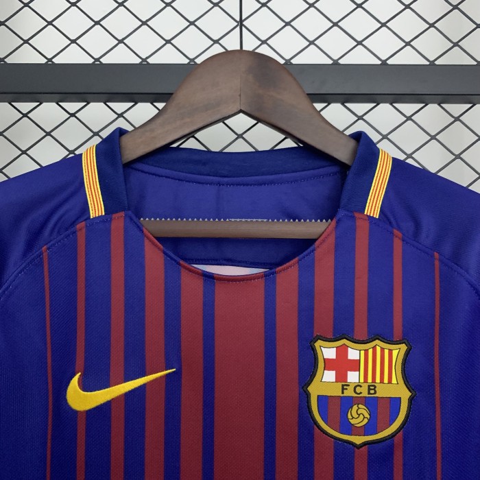 Long Sleeve Retro Camisetas de Futbol 2017-2018 Barcelona Home Soccer Jersey LS Football Shirt