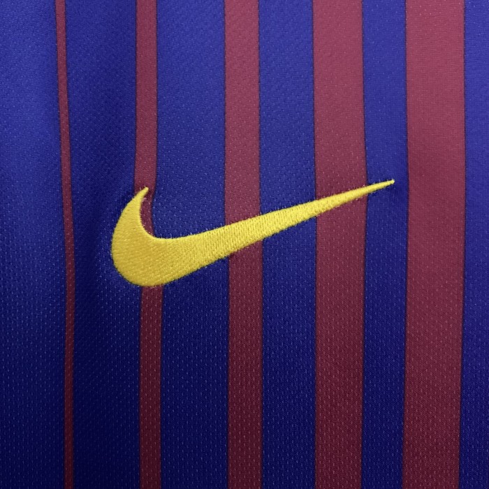 Long Sleeve Retro Camisetas de Futbol 2017-2018 Barcelona Home Soccer Jersey LS Football Shirt