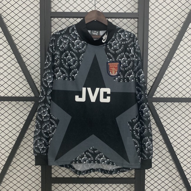 Retro Jersey Long Sleeve 1994-1995 Arsenal Black Goalkeeper Soccer Jersey LS Vintage Football Shirt