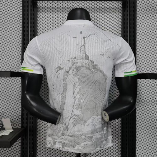 Player Version 2025 Brazil White/Green Jesus Edition Soccer Jersey Brasil Football Shirt