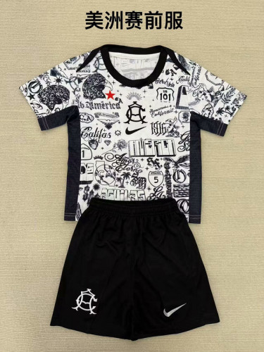 Youth Uniform Kids Kit Club America 2025-2026 Soccer Training Jersey Shorts Child Football Set