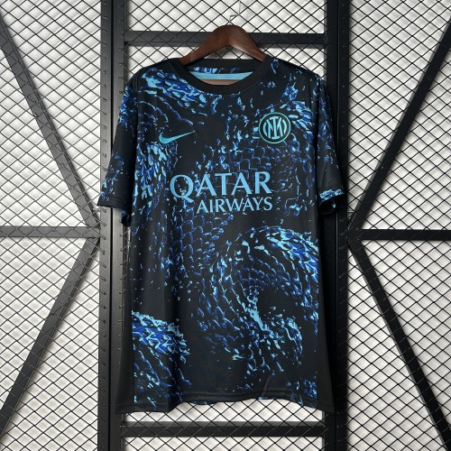 Fan Version 2025-2026 Inter Milan Black/Blue Soccer Training Shirt Soccer Jersey