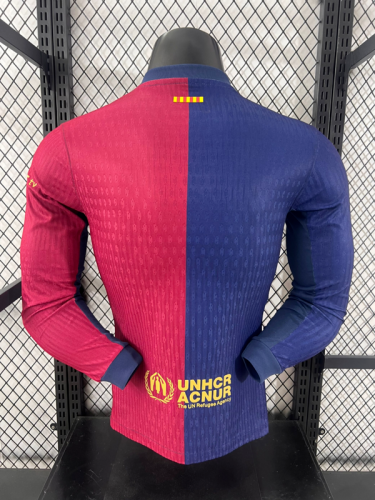 Player Version Long Sleeve Barca Camisetas de Futbol 2024-2025 Barcelona Travis Scott Home Soccer Jersey