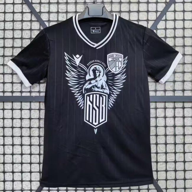 Fan Version 2025-2026 Carl Zeiss Jena Away Black Soccer Jersey Football Shirt