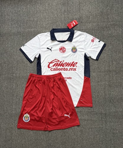 Adult Uniform 2024-2025 Chivas Away White Soccer Jersey Shorts Football Kit