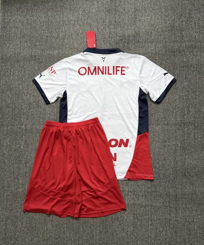 Adult Uniform 2024-2025 Chivas Away White Soccer Jersey Shorts Football Kit