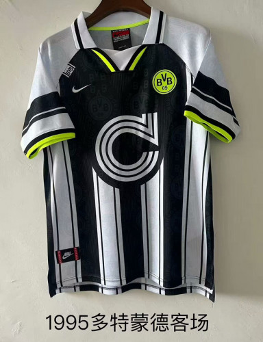 Retro Jersey 1995-1997 Borussia Dortmund Black/White Soccer Jersey Vintage Football Shirt