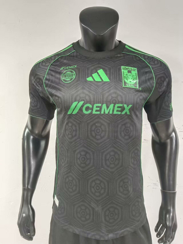 Player Version 2025-2026 Tigres UANL Third Away Black Soccer Jersey Football Shirt