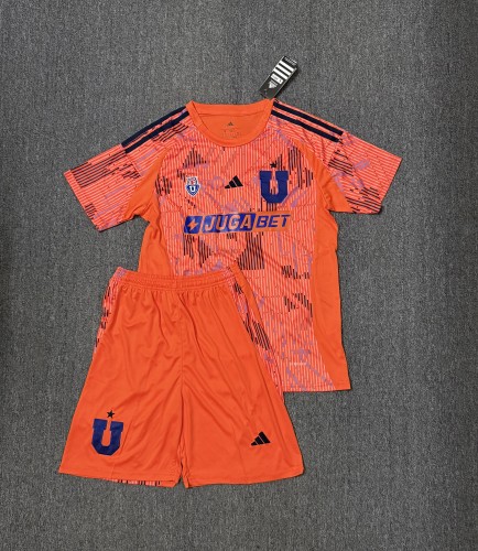 Adult Uniform 2025-2026 Club Universidad de Chile Away Orange Soccer Jersey Shorts Men's Football Kit