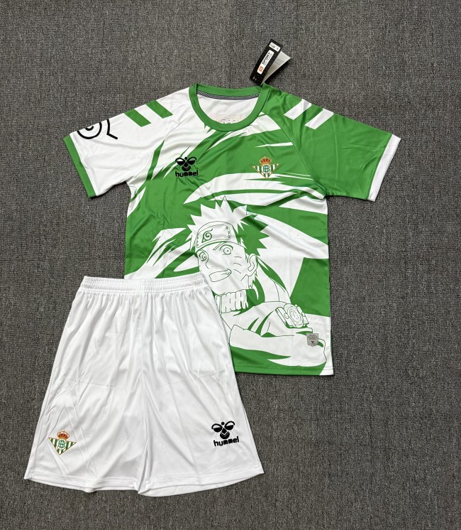Adult Uniform 2025-2026 Real Betis Green/White Naruto Edition Soccer Jersey Shorts Men's Football Kit