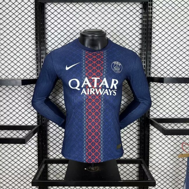 Long Sleeve Player Version 2025-2026 PSG Home Soccer Jersey Paris Football Maillot