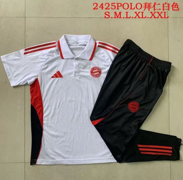 2025-2026 Bayern Munich White Soccer Polo and Pants Football Kit