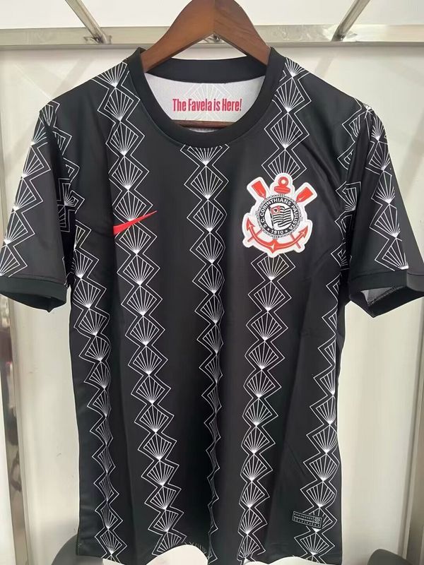 Fan Version 2025-2026 Corinthians Black Soccer Training Jersey Football Shirt