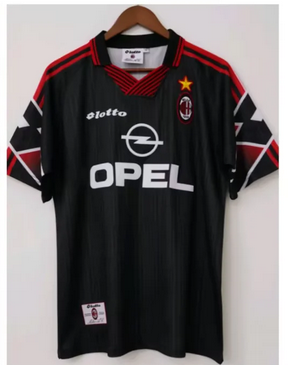 Retro Jersey 1997-1998 AC Milan Third Away Black Soccer Jersey Vintage Football Shirt
