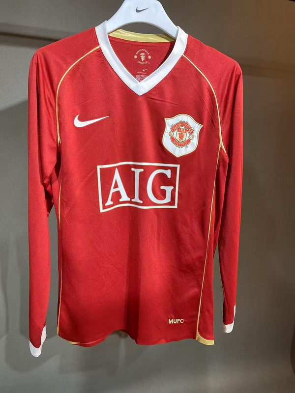 Player Version Retro Jersey Long Sleeve 2006-2007 Manchester United Home Soccer Jersey Vintage Football Shirt