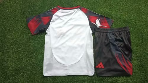 Youth Uniform Kids Kit 2025-2026 Flamengo Away White Soccer Jersey Shorts Child Football Set