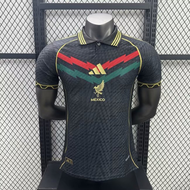 Player Version 2025 Mexico Black/Red/Green Soccer Jersey Football Shirt