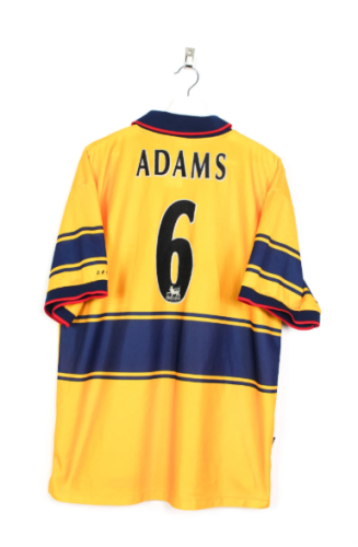 with EPL Patch Retro Jersey 1997-1999 Arsenal ADAMS 16 Away Yellow Vintage Soccer Jersey Football Shirt