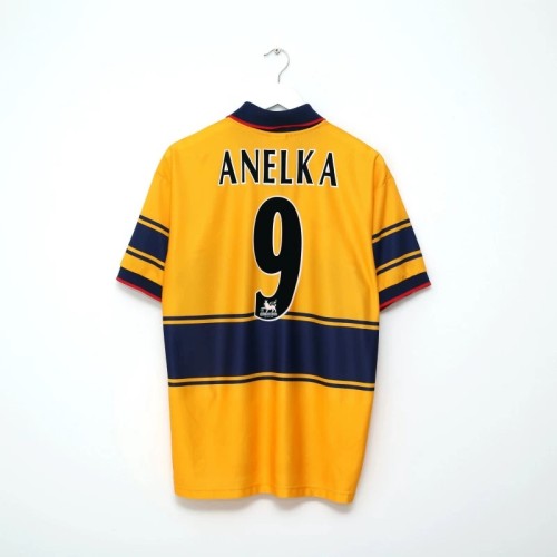 Retro Jersey 1997-1999 Arsenal ANELKA 9 Away Yellow Vintage Soccer Jersey Football Shirt
