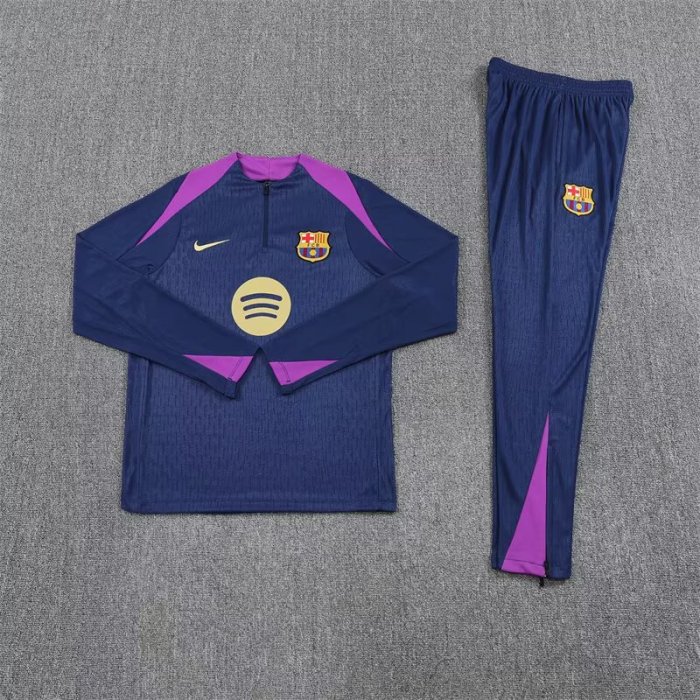 2025-2026 Barcelona Dark Blue/Purple Soccer Training Sweater and Pants Football Kit