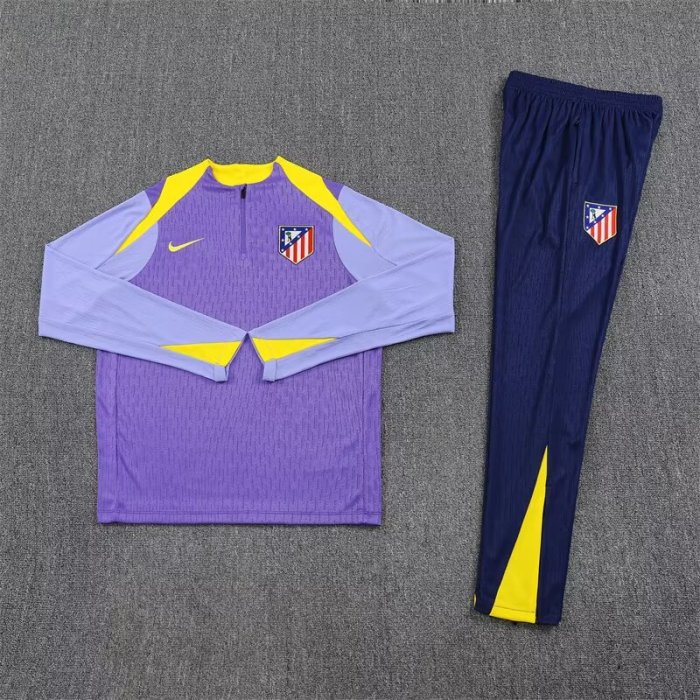 2025-2026 Atletico Madrid Purple Soccer Training Sweater and Pants Football Kit