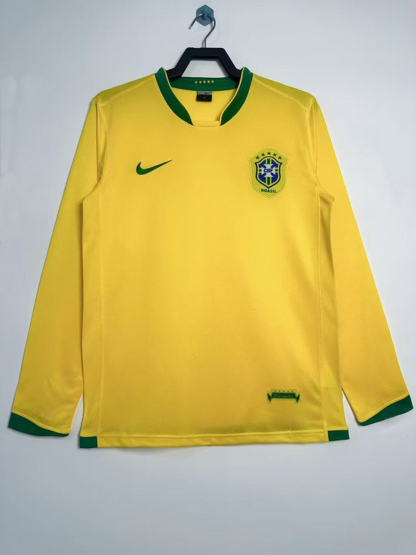 Long Sleeve Retro Jersey 2006 Brazil Home Soccer Jersey Brasil Camisetas de Futbol