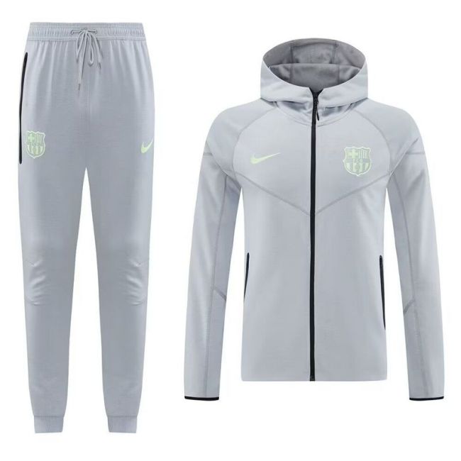 with Caps 2025-2026 Barcelona Grey Soccer Tracksuit Football Jacket and Pants