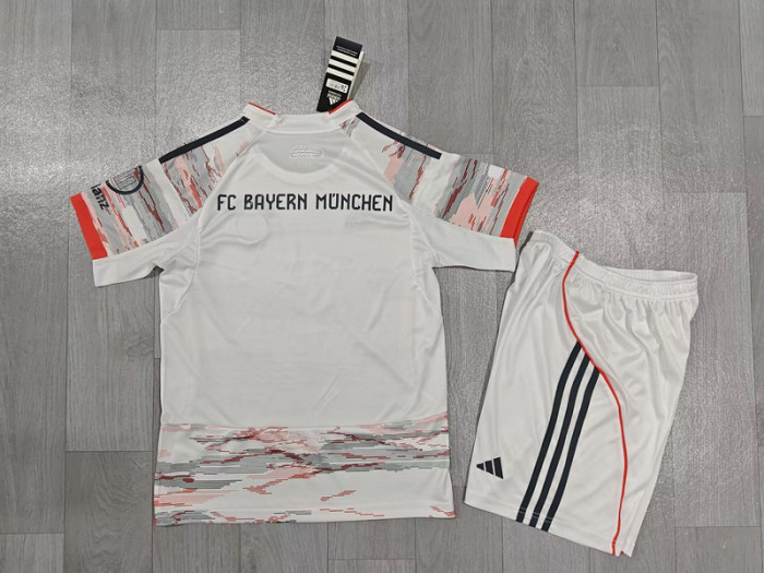 Youth Uniform Kids Kit 2024-2025 Bayern Munich Away Soccer Jersey Shorts Child Football Set