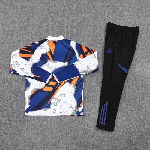 2025-2026 Real Madrid White/Blue Soccer Training Sweater and Pants Football Kit