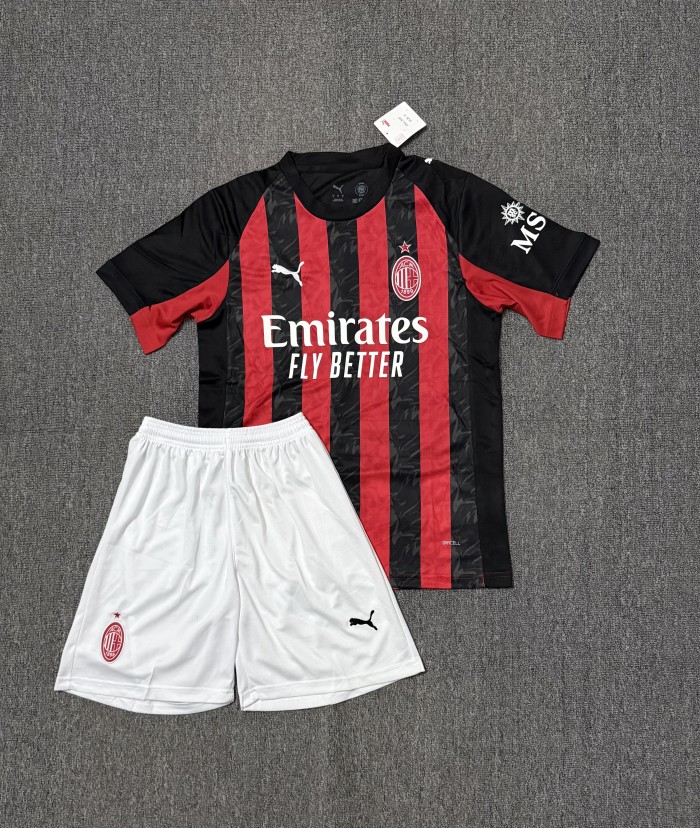 Adult Uniform 2025-2026 AC Milan Home Soccer Jersey Shorts Men's AC Football Kit