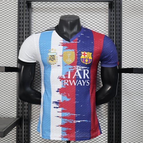with Golden FIFA Patch Player Version Messi Team Combine Version 2025-2026 Barcelona Argentina Soccer Jersey Football Shirt