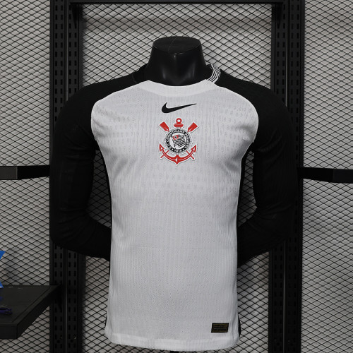 without Sponor Logo Long Sleeve Player Version 2025-2026 Corinthians Home Soccer Jersey Camisetas de Futbol