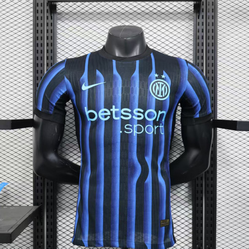 with Sponor Logo Player Version 2025-2026 Inter Milan Home Soccer Jersey Football Shirt