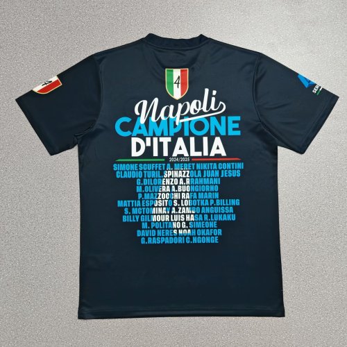 with Serie A Patch Fan Version 2024-2025 Calcio Napoli Black Football Shirt Napoles Soccer Jersey