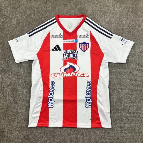 with All Sponor Logos Fans Version 2025-2026 Atlético Junior Home Soccer Jersey Football Shirt