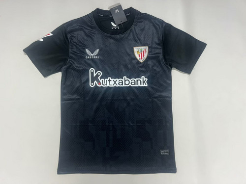 with LALIGA Patch Fan Version 2025-2026 Athletic Bilbao Away Black Soccer Jersey Football Shirt